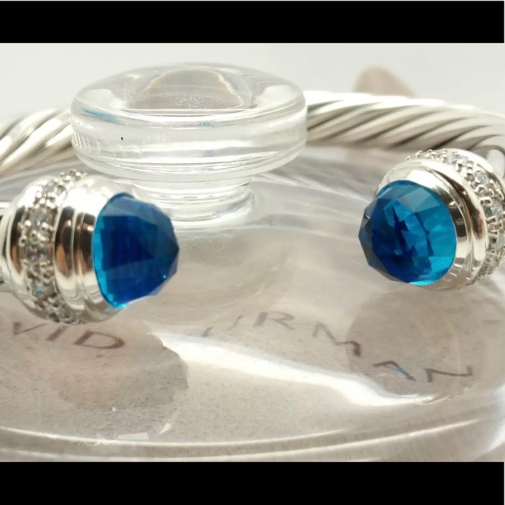 David Yurman blue topaz and diamond 7mm bracelet